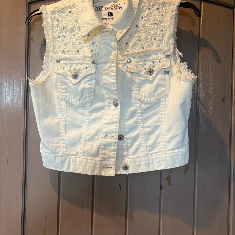 Miss Me White Denim Vest